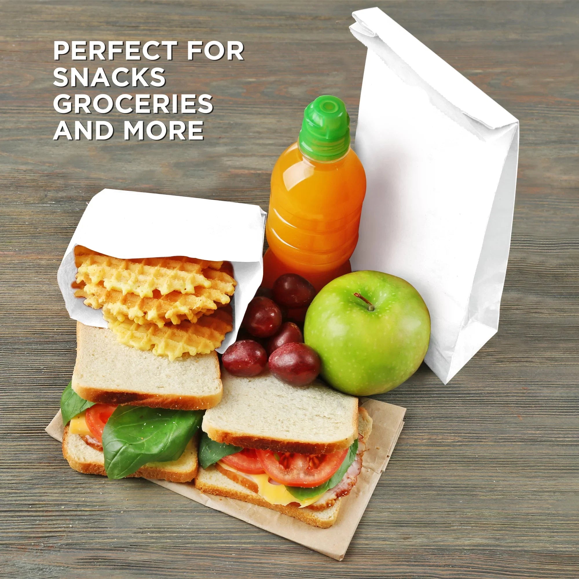 [200 Pack] 8 LB 12.44 x 6.13 x 4.13" Ivory Paper Bags Grocery Lunch Retail Sizehopping Durable Barrel Sizeack