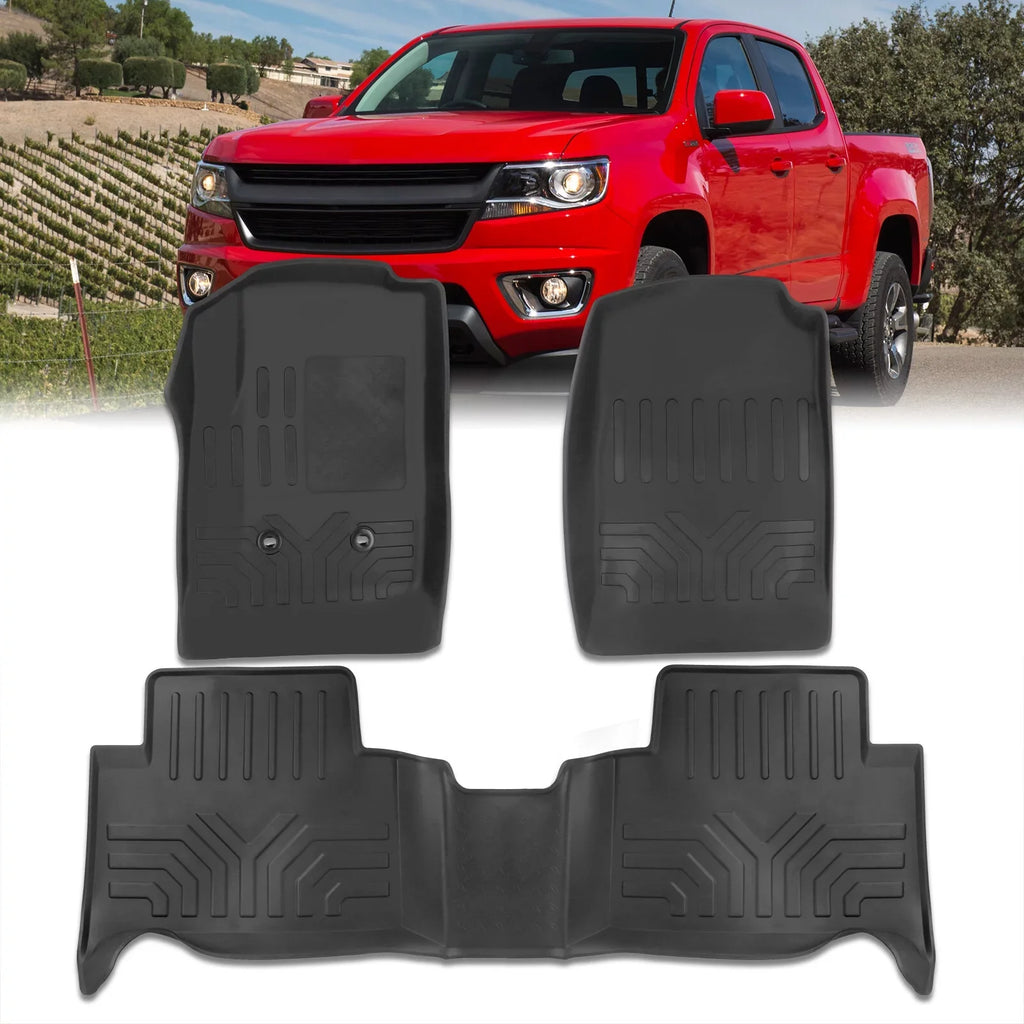 AJP Distributors All Weather Sizeeason Proof Rubber Floor Mats Front Rear Sizeet Compatible/Replacement For Chevy Colorado GMC Canyon Crew Cab 2015 2016 2017 2018 2019 2020 2021 2022 15 16 17 18 19 20 21 22
