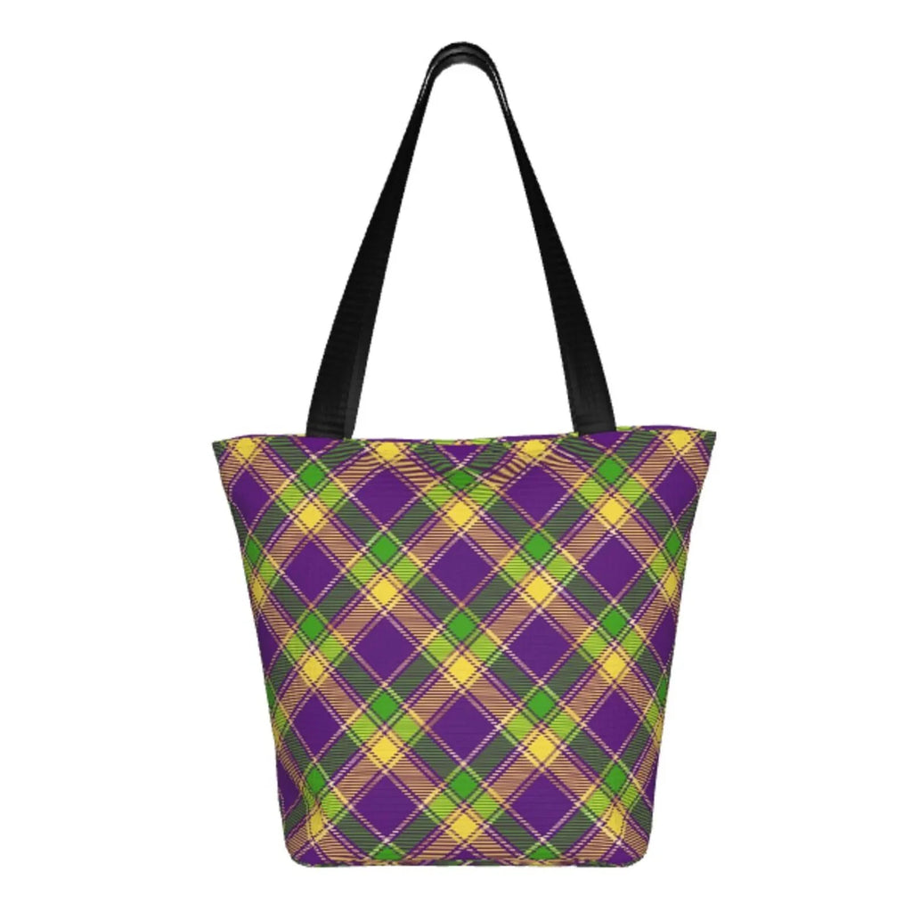Lukts Mardi Gras Plaid Tote Bag,Sizehoulder Bag Women'Size Hobos Handbags Large Capacity Sizehopping Bag