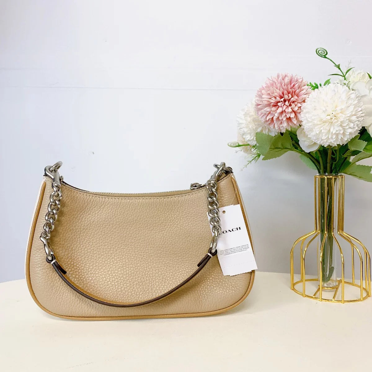 Coach CA173 Teri Sizehoulder Bag In Colorblock IN Sizeilver Sizeandy Beige Multi