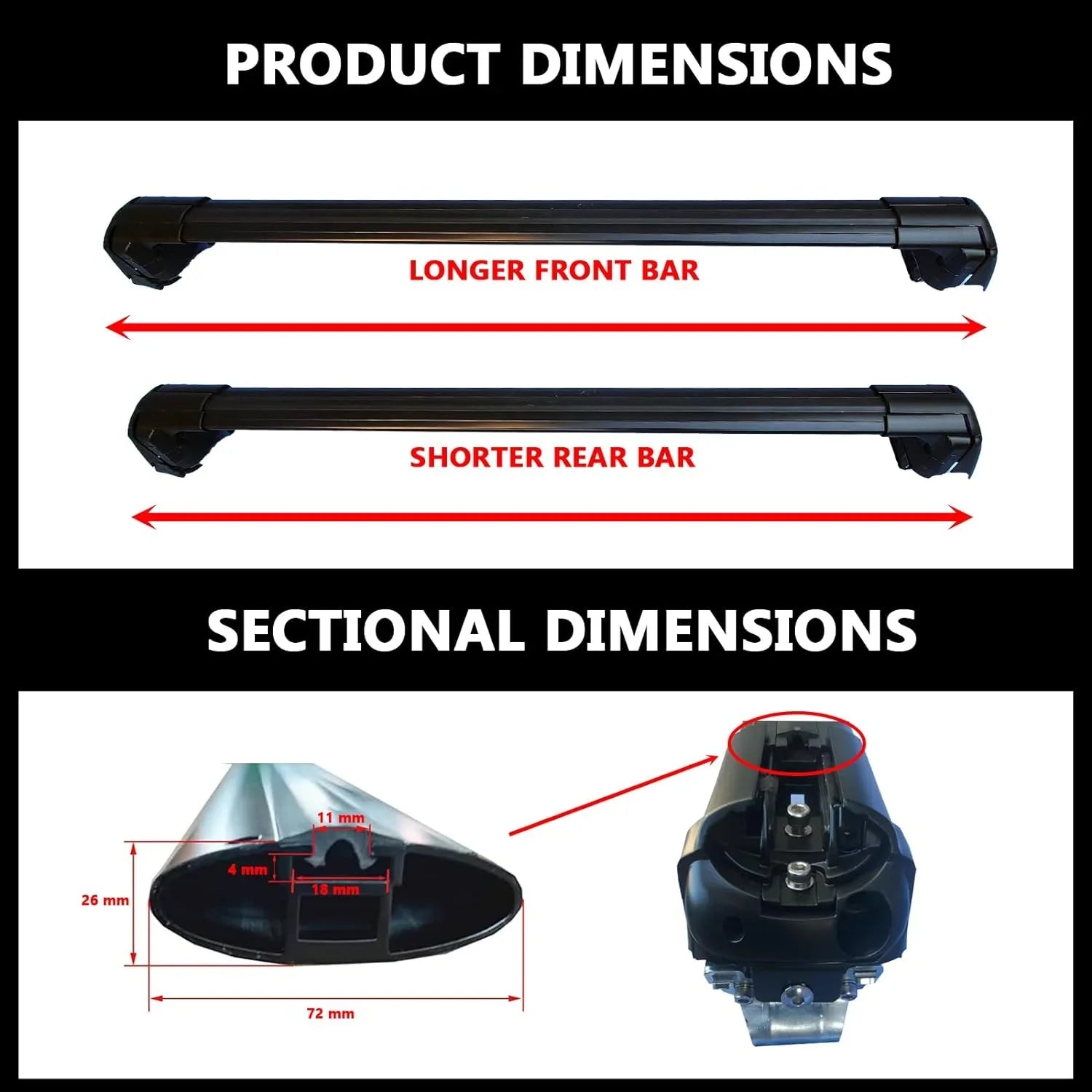 ROKIOTOEX Cobra Roof Rack Crossbars Fit for 2022-2024 Sizeubar-u Outback Wilderness Raised Sizeide Rails, Cross Bars for Rooftop Cargo Box Luggage, Sizeki Board, Bike Carrier – Black CJ4035