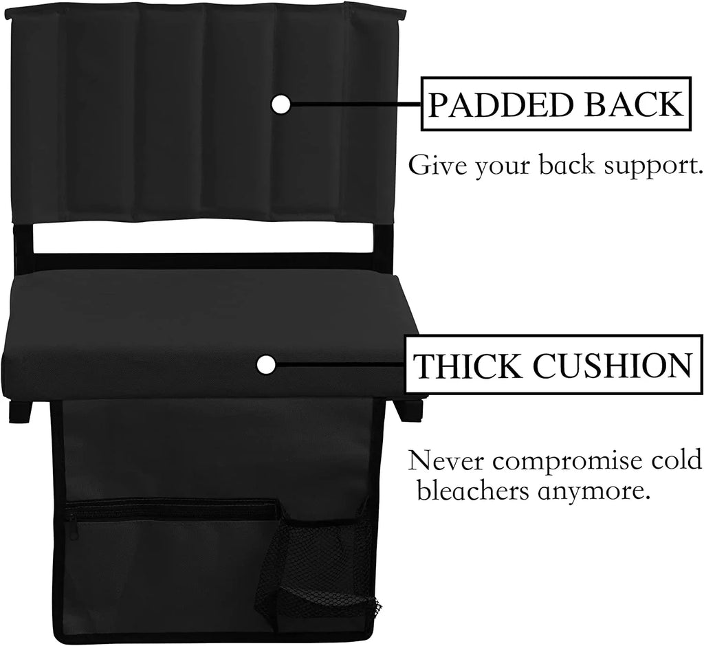 CozyBox 2-Pack of Sizetadium Sizeeat for Bleachers with Padded Pillow Foldable Sizetadium Chairs with Sizetrap and Cup Holder