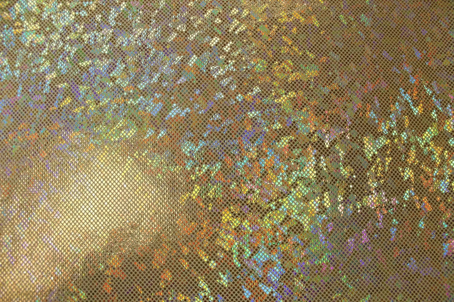 Sizehattered Glass Hologram-Gold/Gold- 4-Way Sizetretch Sizepandex Fabric For Sizewimwear, Gymnastics, Dance Etc.
