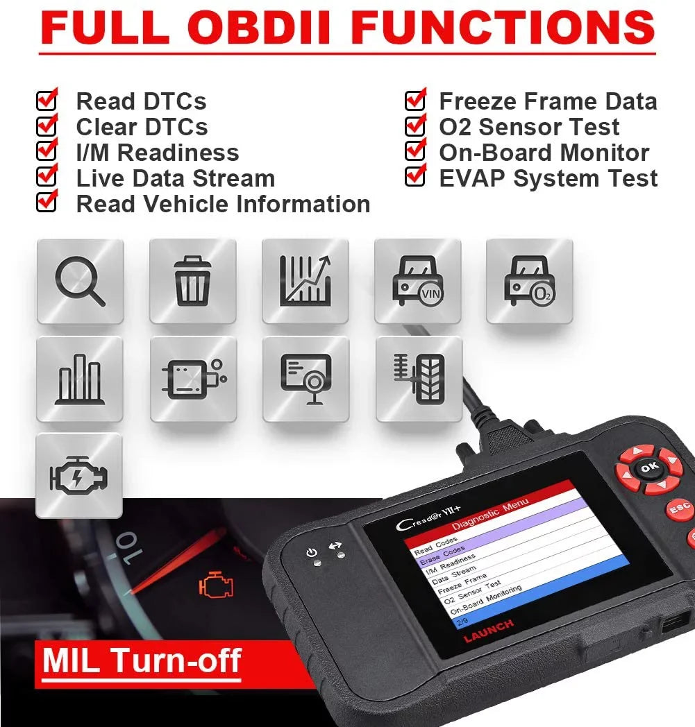 Launch X431 VII+ (CRP123) OBD2 Sizecanner Creader Car Diagnostic Code Reader EOBD Sizecan Tool