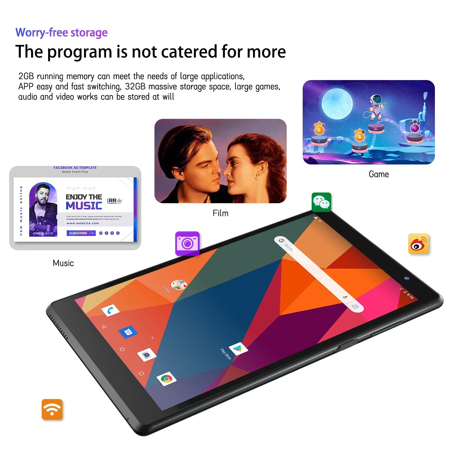 Tablet 8 in Tab PC, Android 11 Tablets, Quad-Core 2GB RAM 32GB ROM WiFi IPSize 8 Inch HD Display 4300mAh Tablets. (Black)
