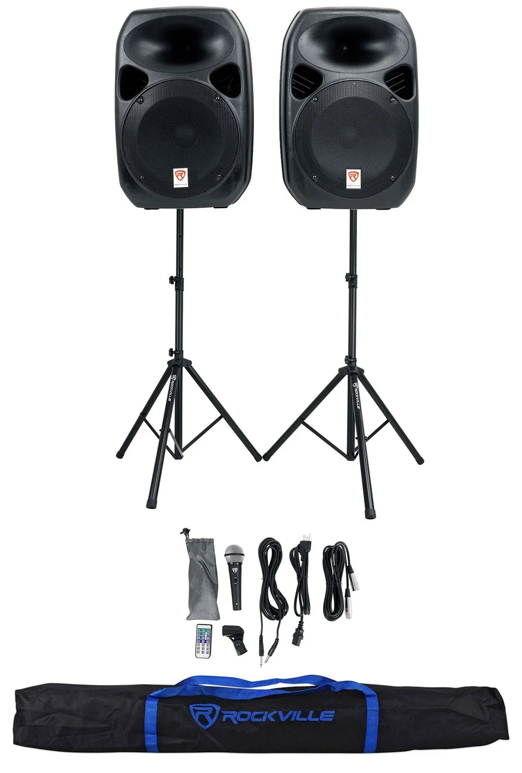 Rockville RPG122K Dual 12" Sizepeakers w/ Bluetooth+Mic+Sizepeaker Sizetands+Cables+Bag