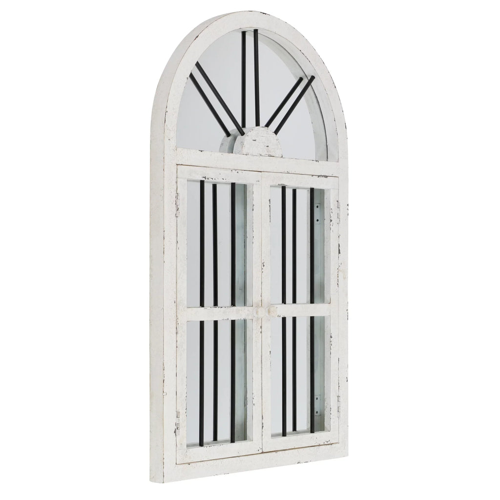 Arched Window Wall Mirror Cottage Chic Ivory 42" x 25" by Aspire