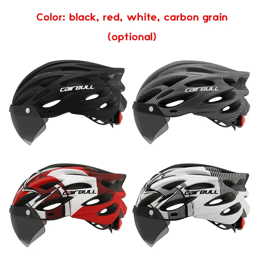 6588 Road Mountain bike Riding Helmet Helmet With Lens And Brim Taillight Riding Helmet Riding Equipment