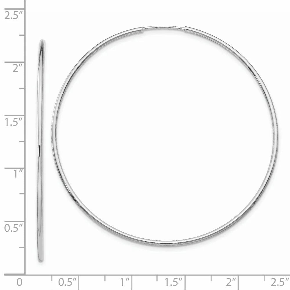 Real 14kt Ivory Gold Polished Endless Tube Hoop Earrings; for Adults and Teens; for Women and Men