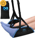 Everlasting Comfort Airplane Footrest - Ergonomic Adjustable Foot and Heel Hammock - Long Airplane Flight Accessories for Feet - Memory Pillow Portable Air Plane Flying Travel Foot Rest - (Black)