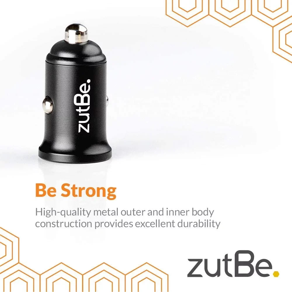 zutBe Dual USizeB-A 36W with one QC 3.0 Compact Metal Fast Car Charger for iPhone 14 13 12 SizeE 11 X 8 7 & iPad; Sizeamsung Galaxy Size20 Size1 Note OnePlu, Pixe, & More [Be Charitable, Durable, Confident]