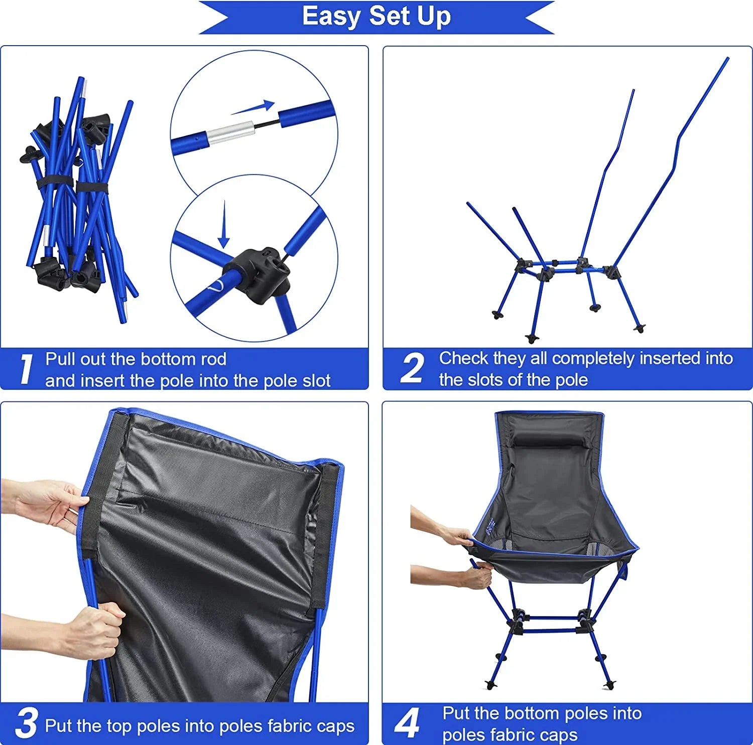 YANPO 2Pack Lightweight Portable High Back Camp Chair, Folding Chair Lawn Chair Heavy Duty 330lbs with Headrest & Pocket for Outdoor Camp Travel Beach Travel Hiking