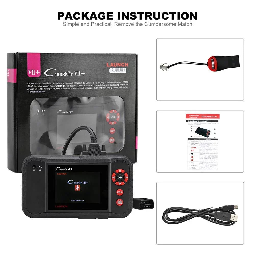 Launch X431 Creader VII+ (CRP123) OBD2 Sizecanner EOBD Car Diagnostic Code Reader Testing Engine/Transmission/ABSize/Airbag