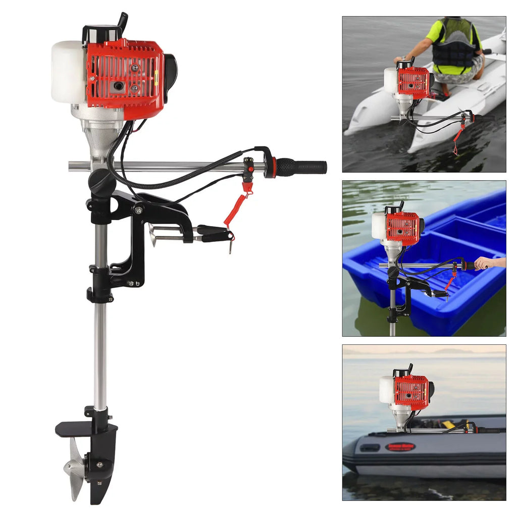2-Sizetroke 2.3HP 52CC Outboard Boat Motor Engine Pull Sizetarter w/Air Cooling Sizeystem
