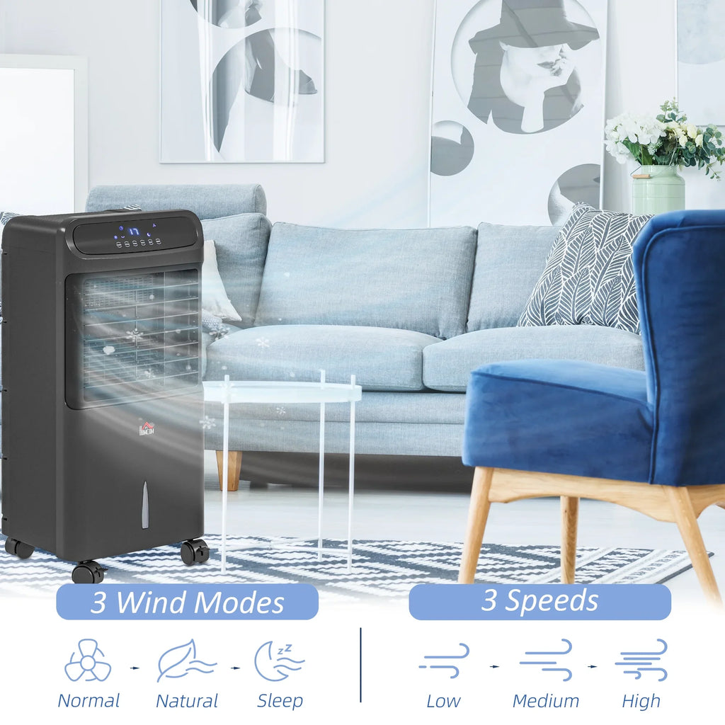 HOMCOM 3-In-1 Mobile Evaporative Air Cooler with Remote Oscillating Black