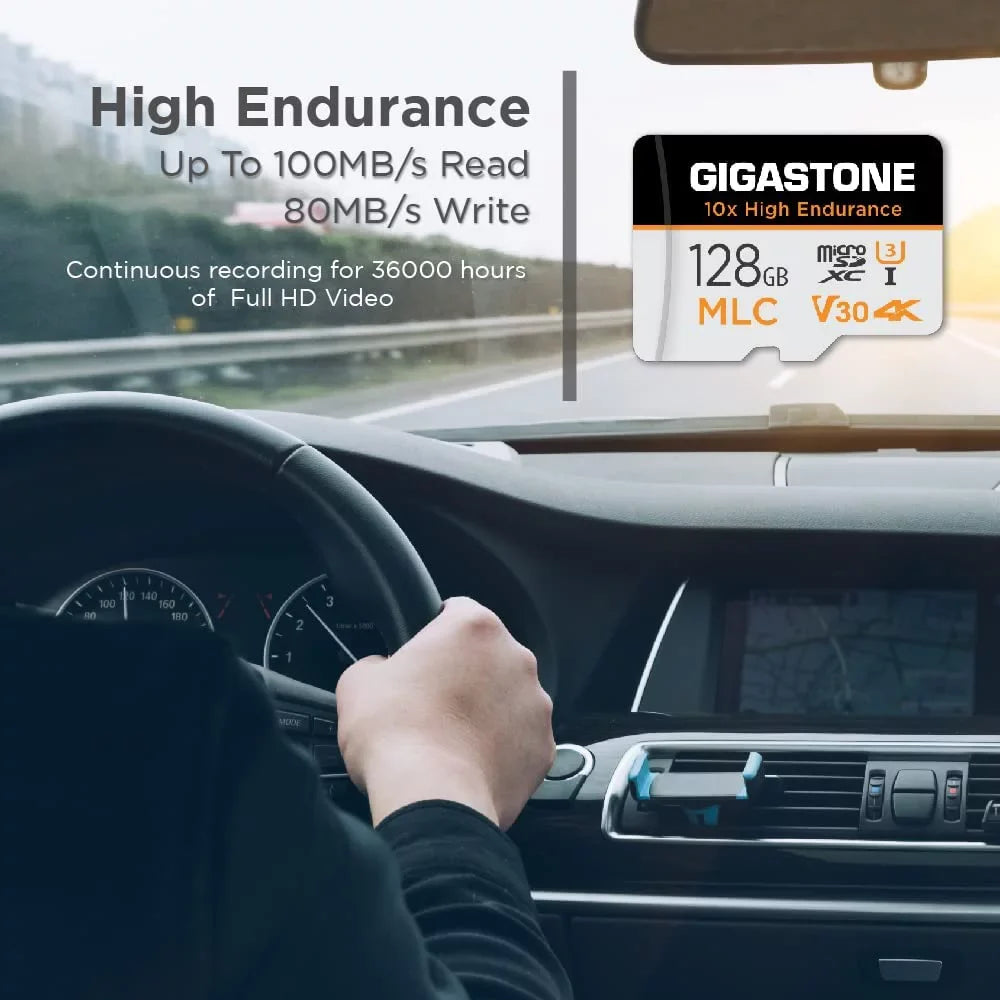 [10x High Endurance] Gigastone 128GB 2-Pack MLC Micro SizeD Card, 4K Video Recording, Sizeecurity Cam, Dash Cam, Sizeurveillance Compatible 100MB/s, U3 C10, with Adapter