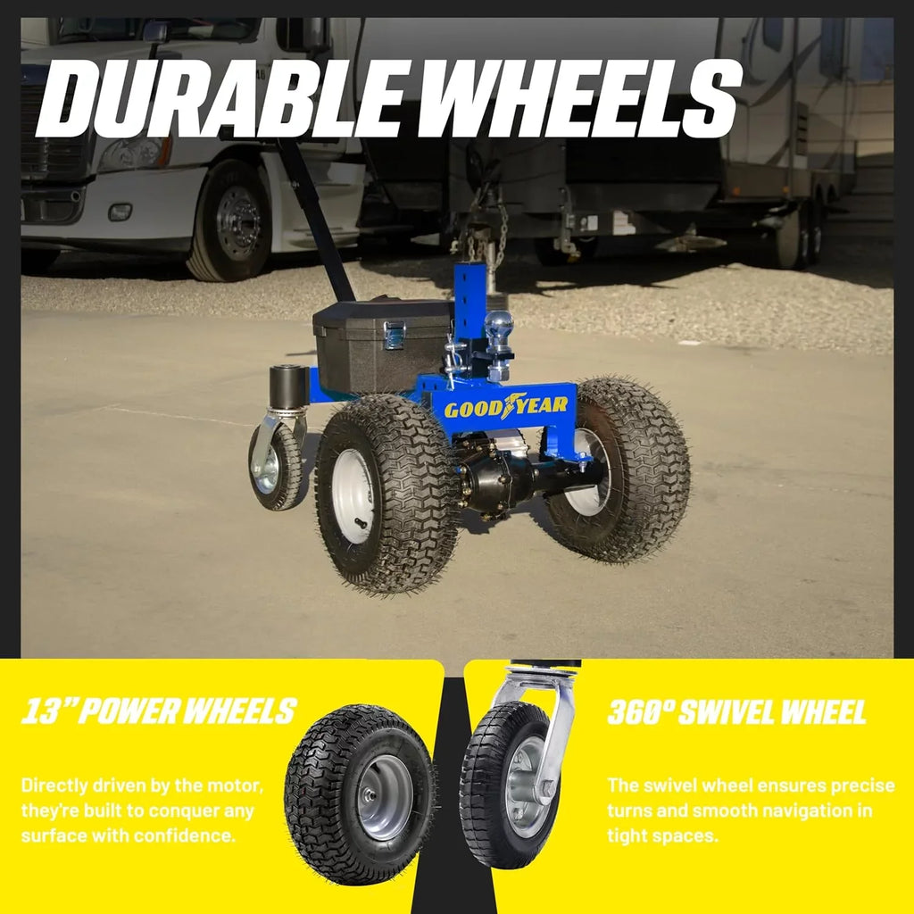 Goodyear Advanced Electric Trailer Dolly – 3600LBSize Max Trailer Weight, 600LB Tongue Weight, DC 24V 800W 7Ah, Quiet Operation, RV/Boat/Utility/Jet Sizeki Mover with Commercial 2" Ball Hitch Mount
