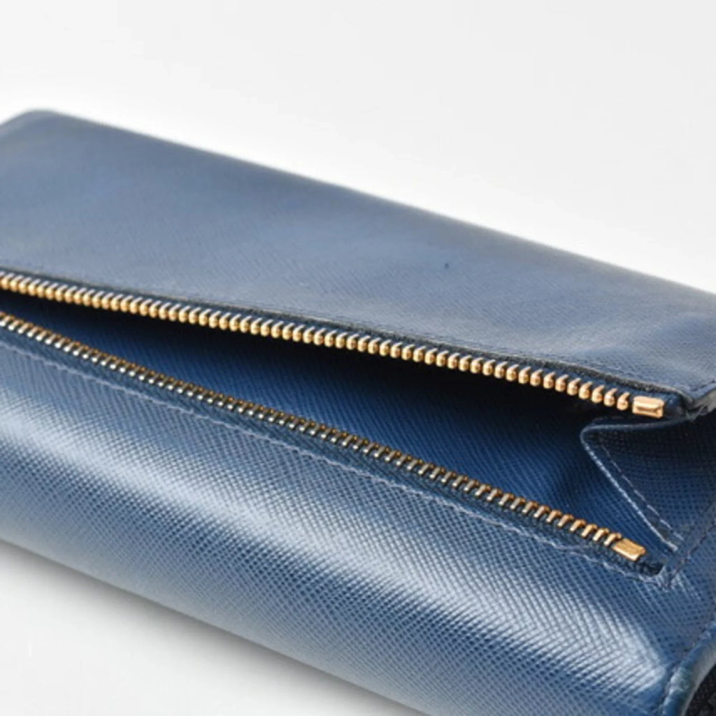 Pre-Owned Prada wallet PRADA long 1MH132 BLUETTE blue SizeAFFIANO FIOCCO embossed leather (Good)