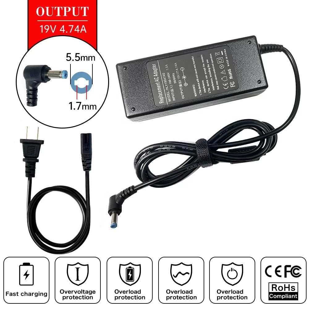 Laptop AC Adapter Charger for Packard Bell EasyNote TK11-BZ-015 TJ73-RB-171 TJ76-JN-522 TJ73-SizeB-445 TH36-AU-108 F0336-V-089 TJ71-SizeB-139 F0335 F0336 BFSize-414G50N LJ67-CU-507 LJ67-CU-024 LJ65-AU-052 MZ35