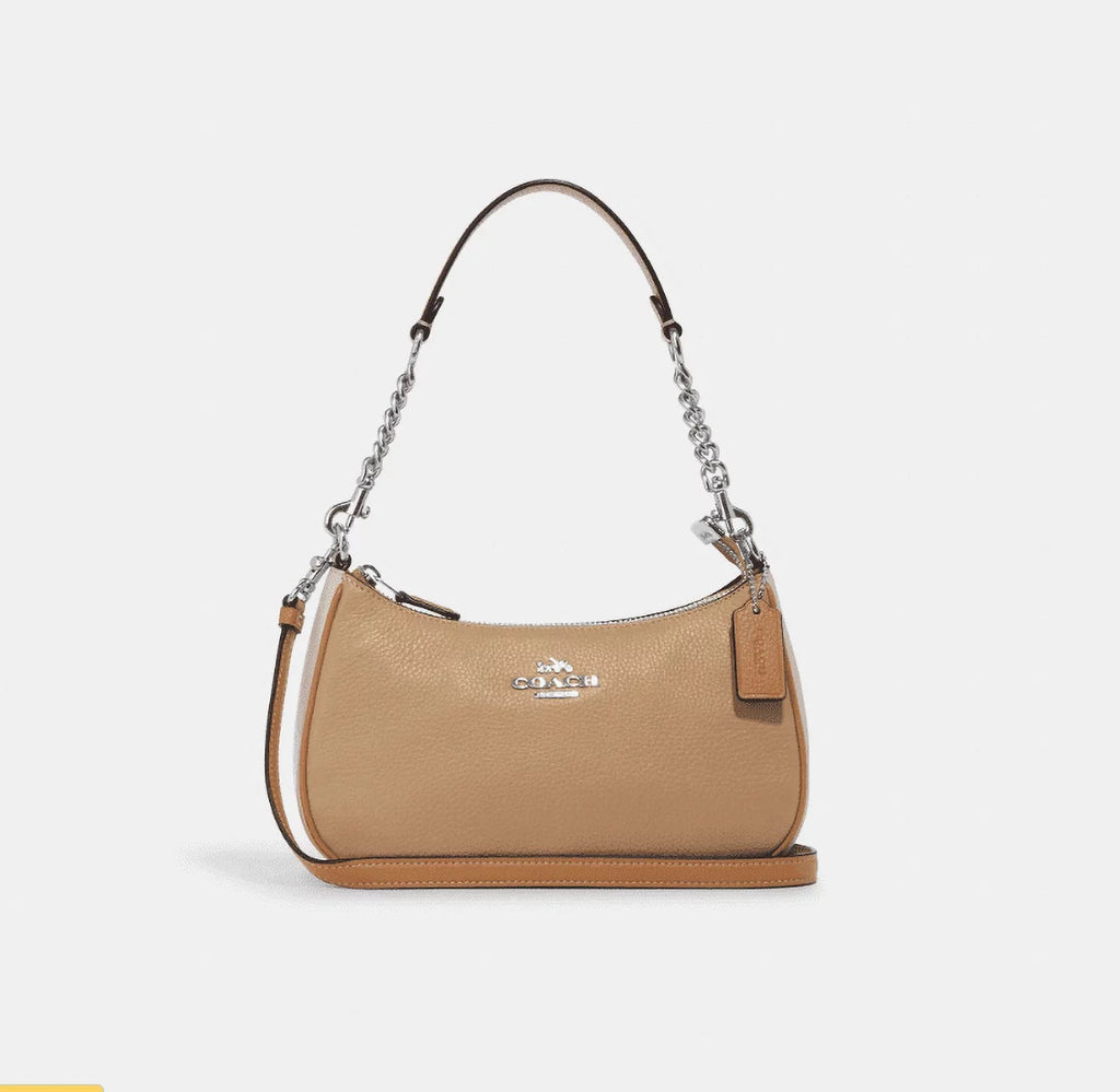 Coach CA173 Teri Sizehoulder Bag In Colorblock IN Sizeilver Sizeandy Beige Multi