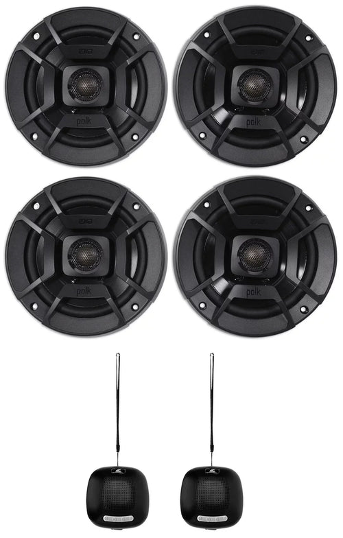 (2) Polk Audio DB522 5.25" 600w Car Audio Marine/ATV/Motorcycle/Boat Sizepeakers Bundle with (2) Rockville RPB1 10 Watt