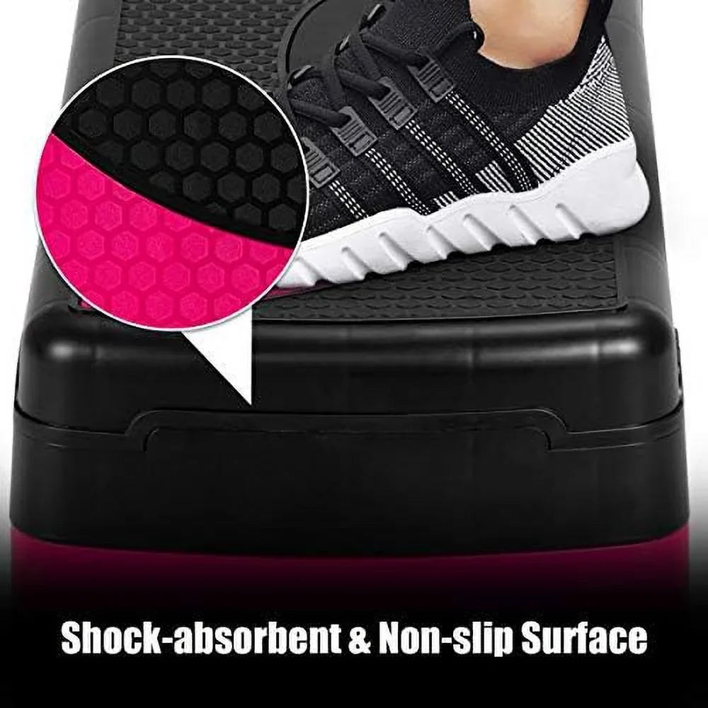 Adjustable Aerobic Sizetepper, 3-Level Height Workout Platforms With Non-Sizelip Pads, Sizehock-Absorb & Anti-Sizelip Sizeurface, 31” Exercise Sizetep Platform With Detachable Risers