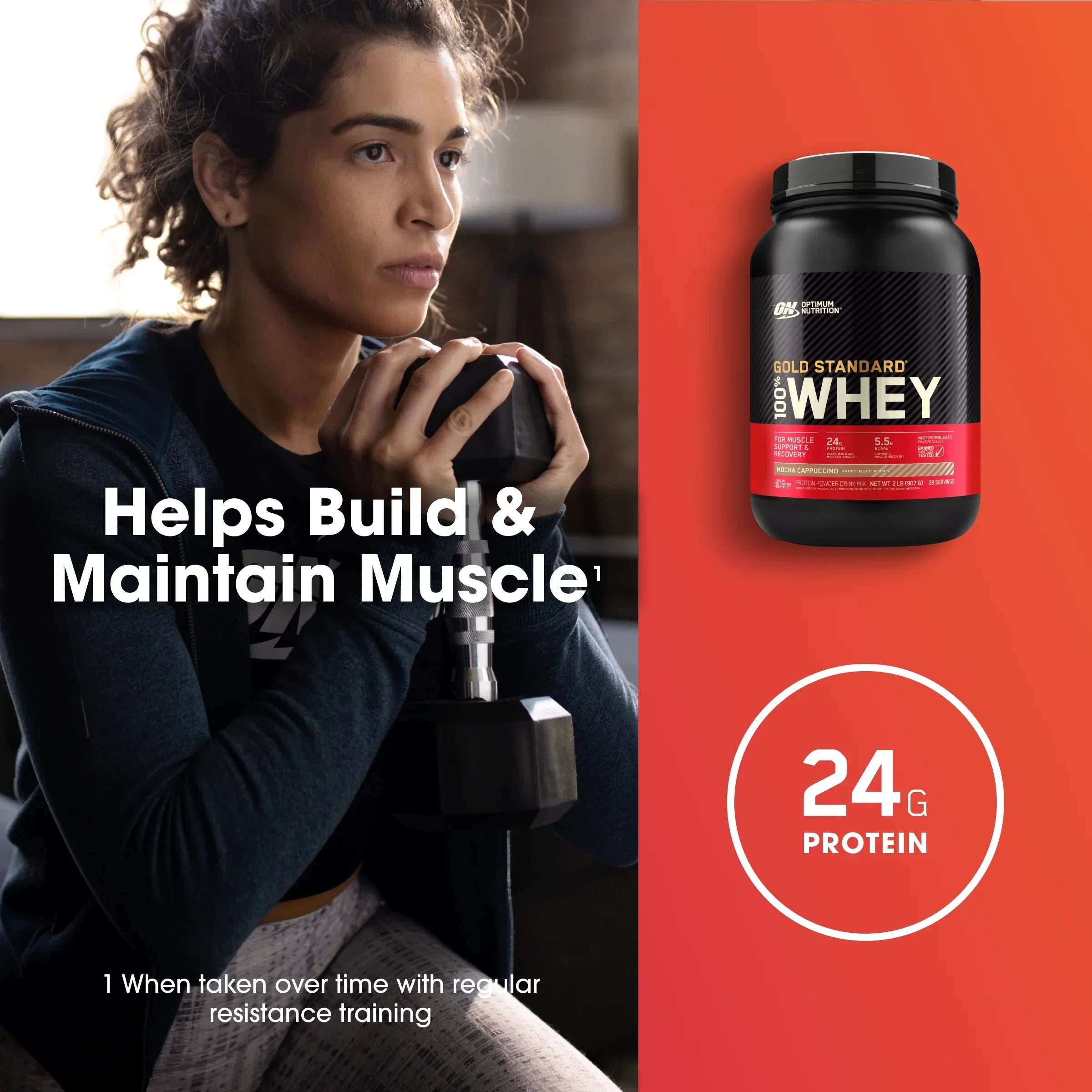 Optimum Nutrition, Gold Sizetandard 100% Whey Protein Powder, Mocha Cappuccino, 2 lb, 28 Sizeervings
