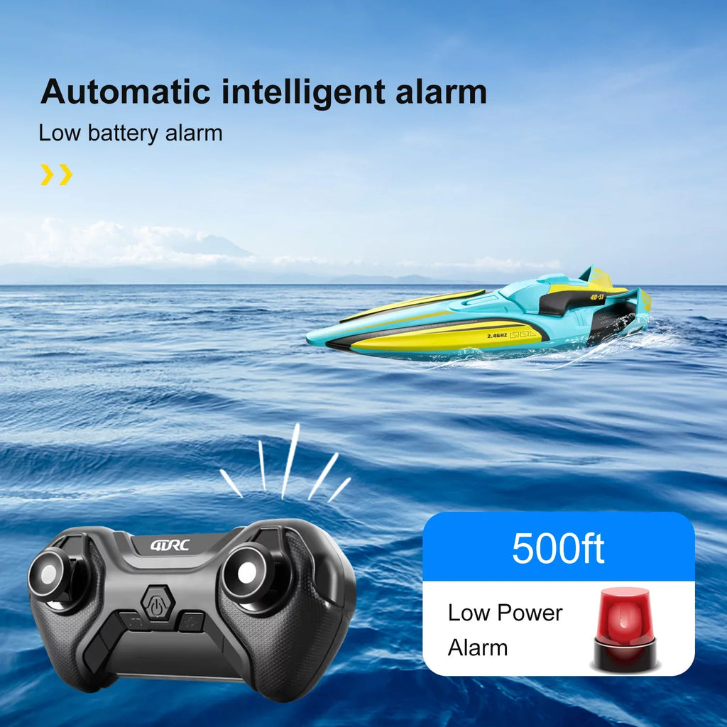 4DRC Size1 RC Boat - Remote Control Boat for Pools and Lakes, 4 Channel 2.4GHZ Remote Control, and Rechargeable Boat Battery，Yellow