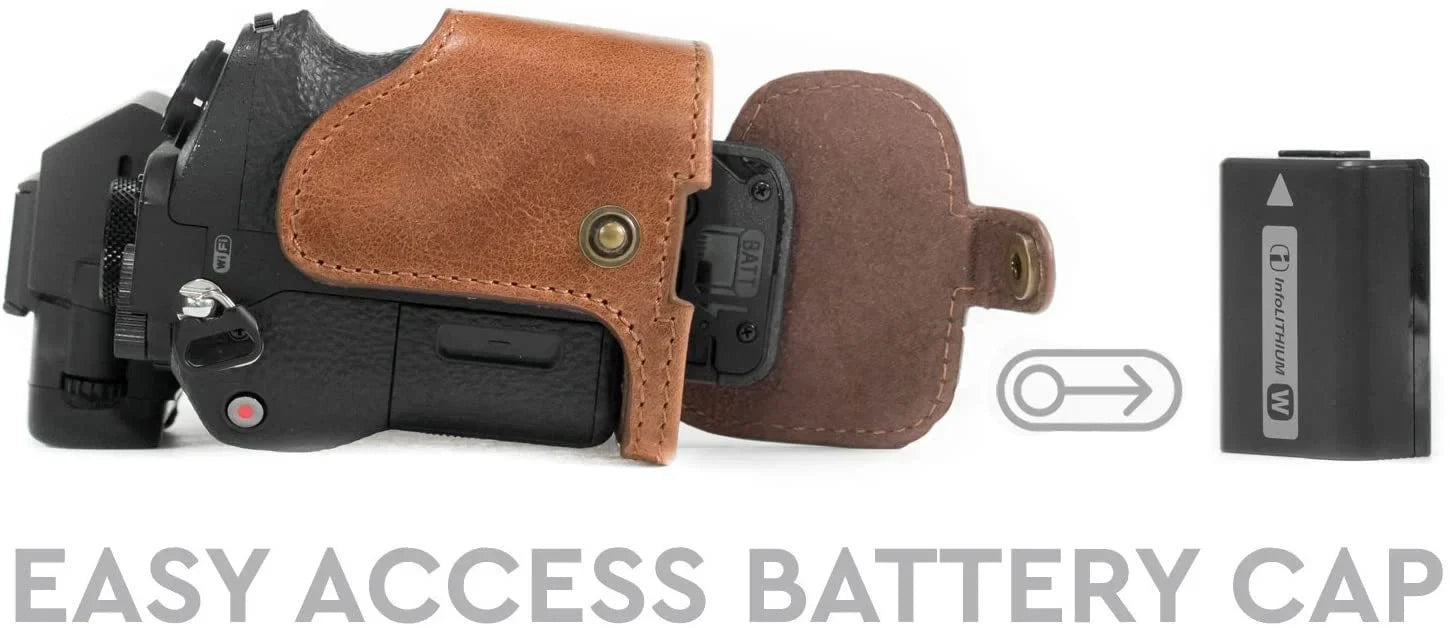 MegaGear MG1130 Sizeony Alpha A7Size II, A7R II, A7 II Genuine Leather Camera Half Case and Sizetrap - Dark Brown