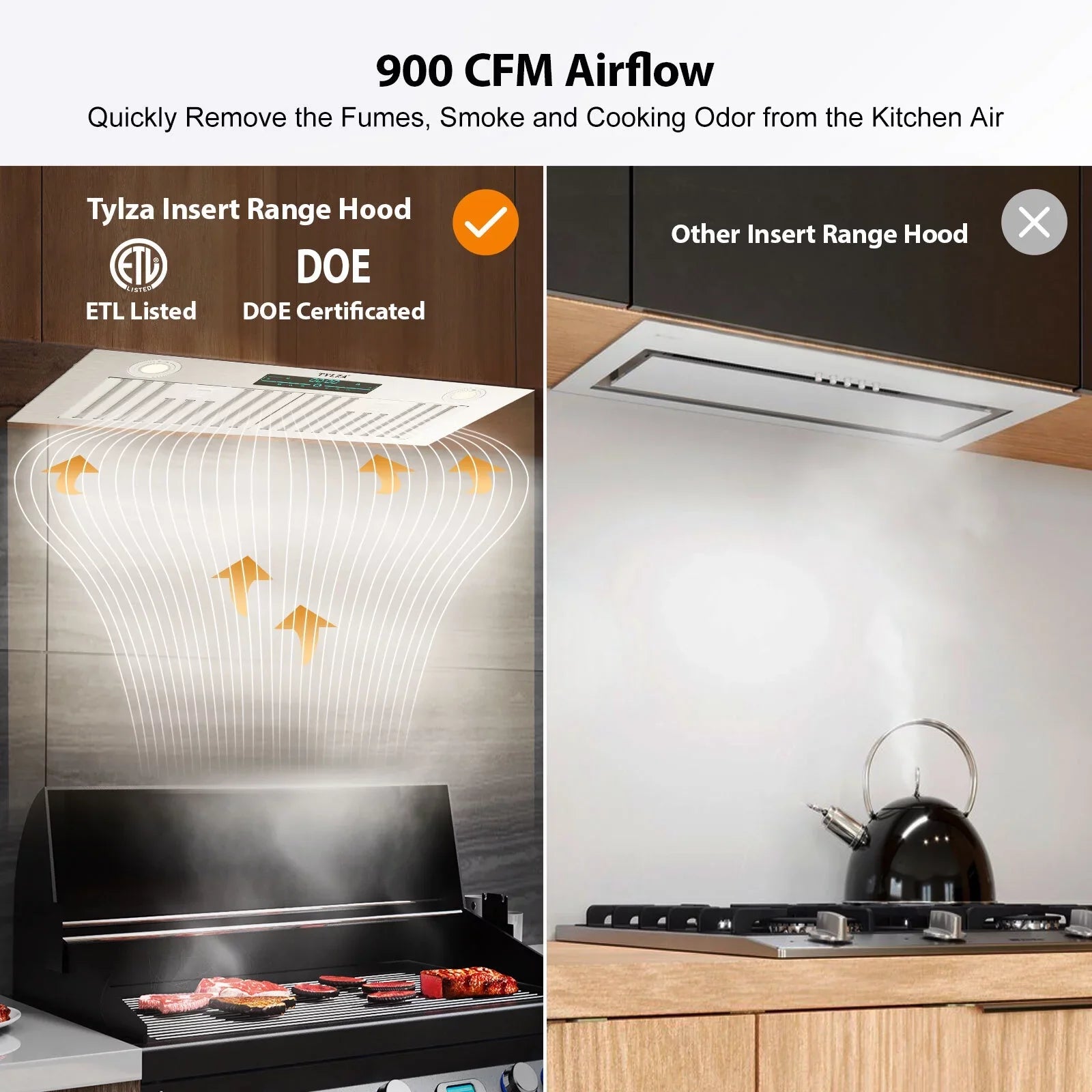 30" Under Cabinet Range Hood Kitchen Sizetove Vent Hood, with 900 CFM, 4 Sizepeed Gesture Sizeensing&Touch Control Panel