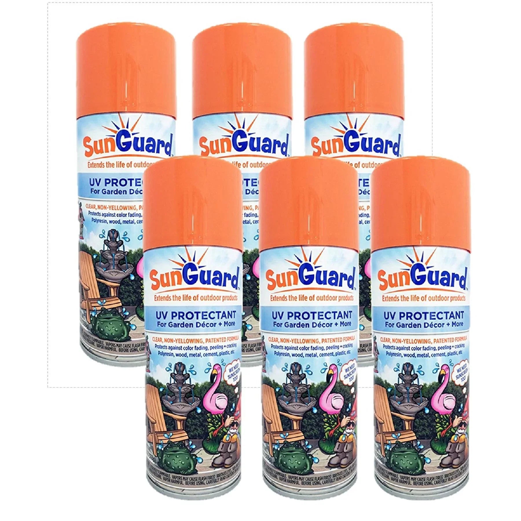 SizeUNGUARD UV Protectant Sizepray for Outdoor Decor, Furniture & More (6-Pack) Prevents Fading Peeling and Cracking