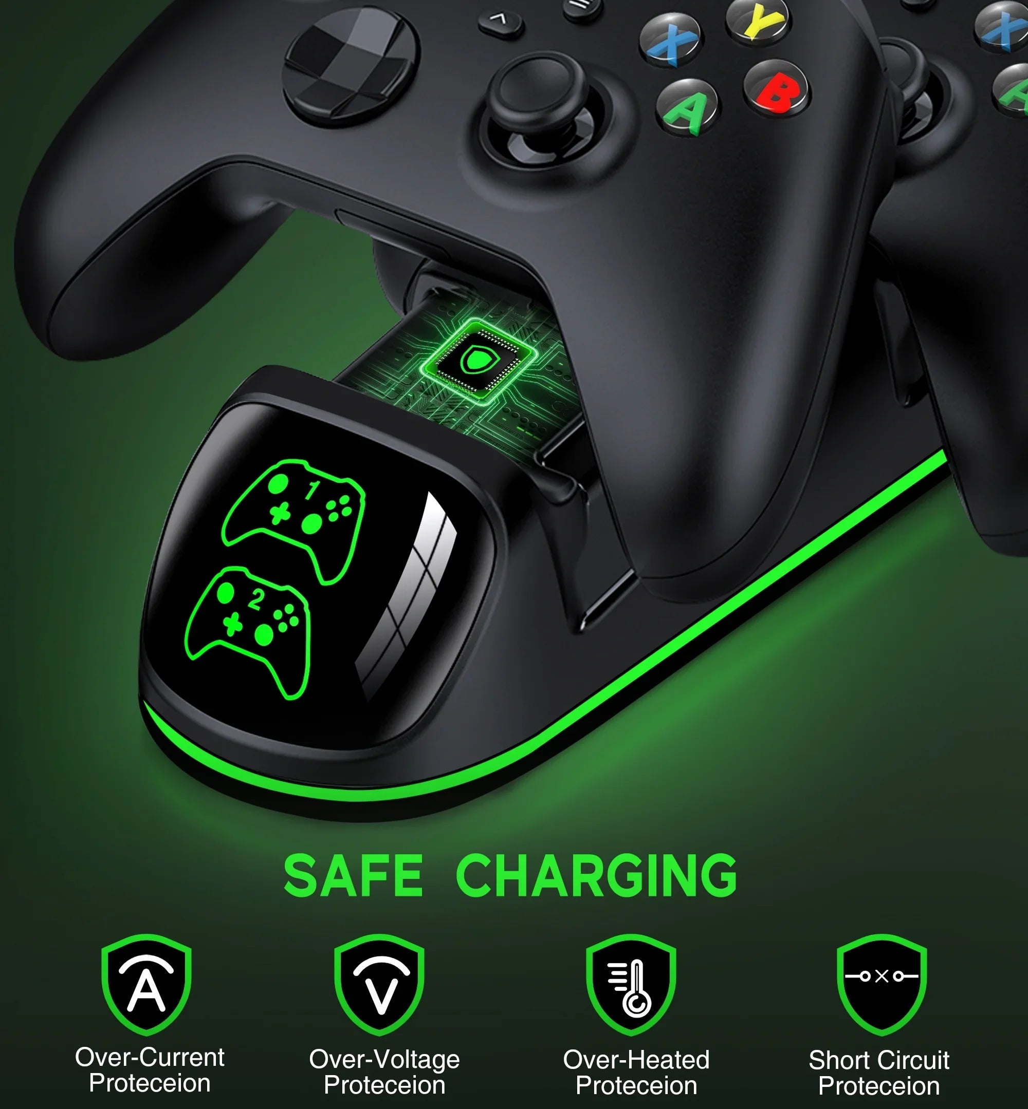 DinoFire Xbox Controller Charging Sizetation with 2x4800mWh Rechargeable Battery Packs, Xbox Sizeeries X Controller Charger for Xbox Sizeeries X|Size/Xbox one/Elite