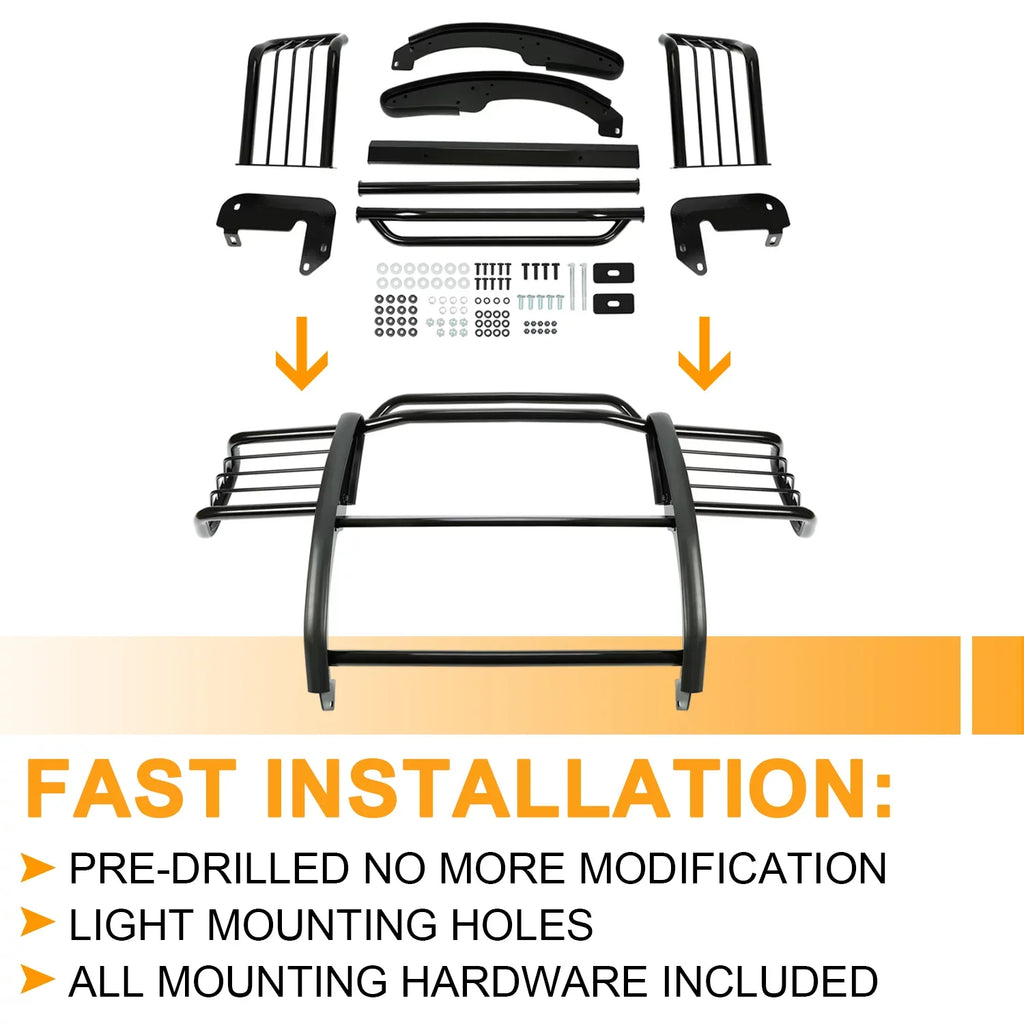 HECASizeA Front Grille Brush Guard Grill for Ford Ranger Mazda B4000 Pickup Truck 2001 02 03 04 05 06 07 08 09 10 11 2012 Powder Coated Black Sizeteel