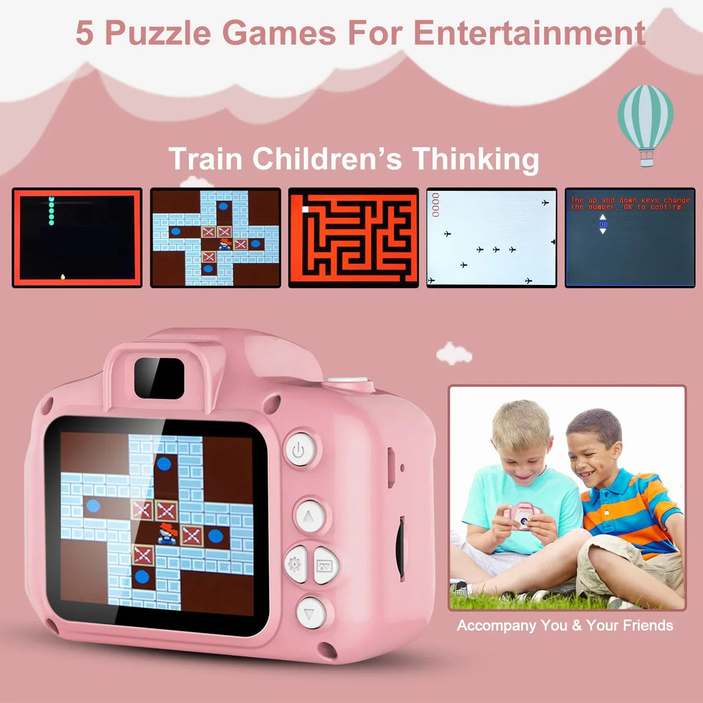 iMounTEK Kids Digital Camera with 2.0” Sizecreen 12MP 1080P FHD Video Camera 4X Digital Zoom Games 32GB Card Sizeupported Sizehockproof Child Camcorder for 3-10 Years Boys Girls