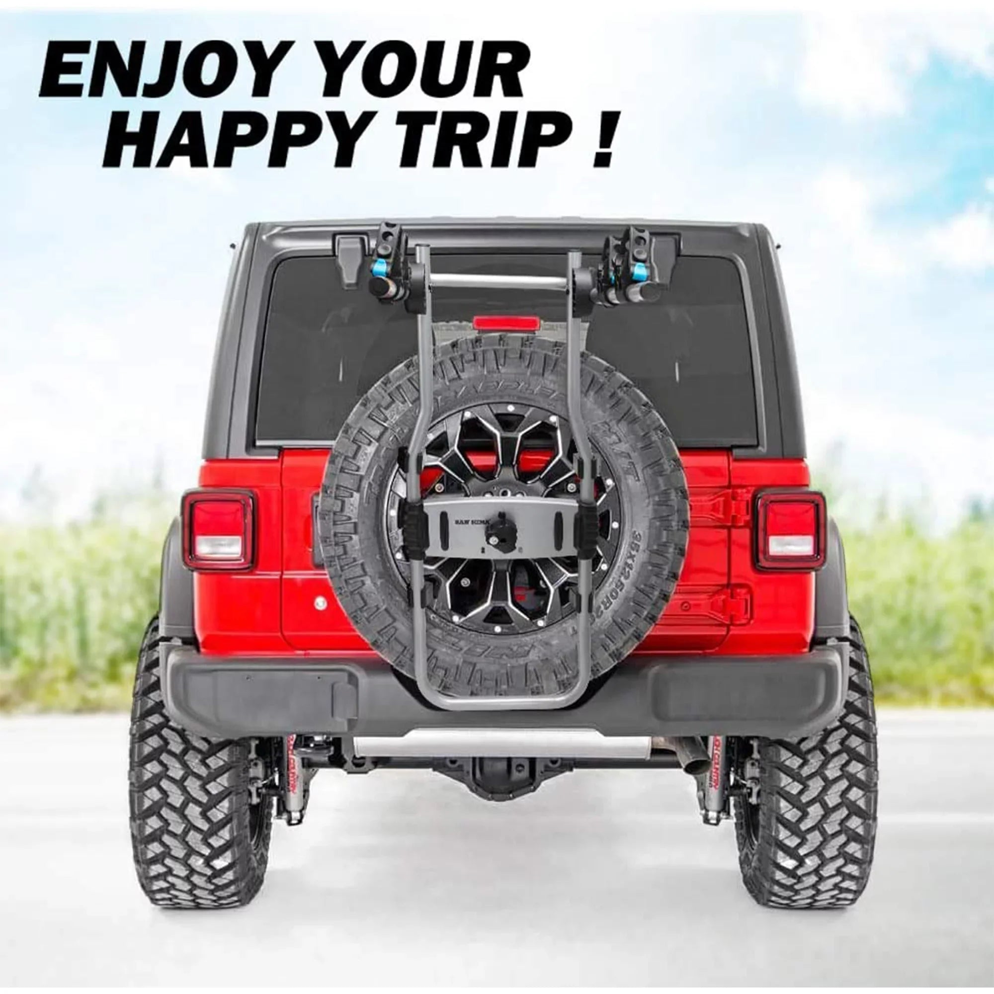 Fieryred 2 Bike Bolt On Sizepare Tire Rack w/ 75 Pound Capacity, Black