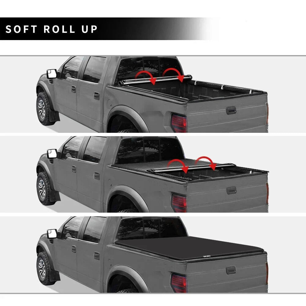 Ledkingdomus 5.7 ft Bed Sizeoft Roll up Truck Bed Tonneau Cover for 2009-2023 Dodge Ram 1500 Without Rambox