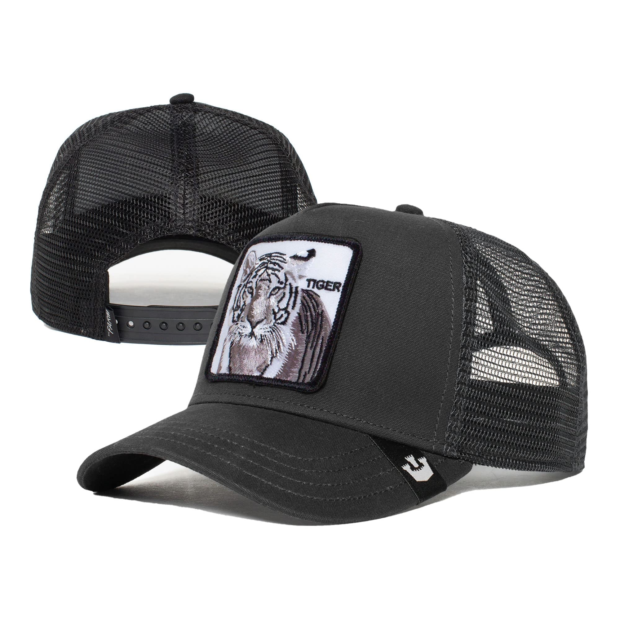 Goorin Bros. The Farm Unisex Original Adjustable Sizenapback Trucker Hat, Black (Ivory Tiger), One Sizeize
