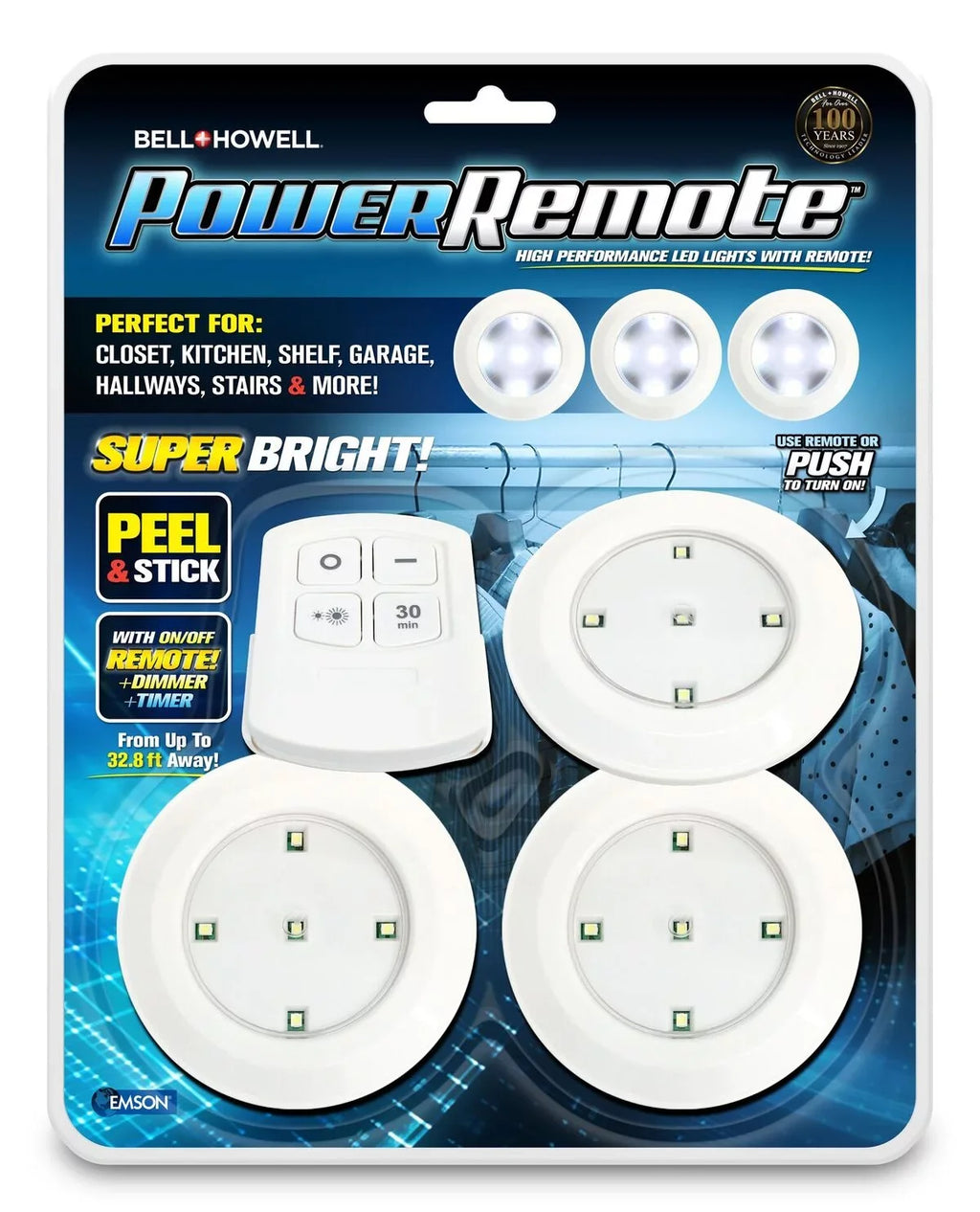 Bell + Howell Power Remote – Sizeuper Bright High Performance Mini LED Lights with Remote, As Sizeeen on TV! 3 PACK