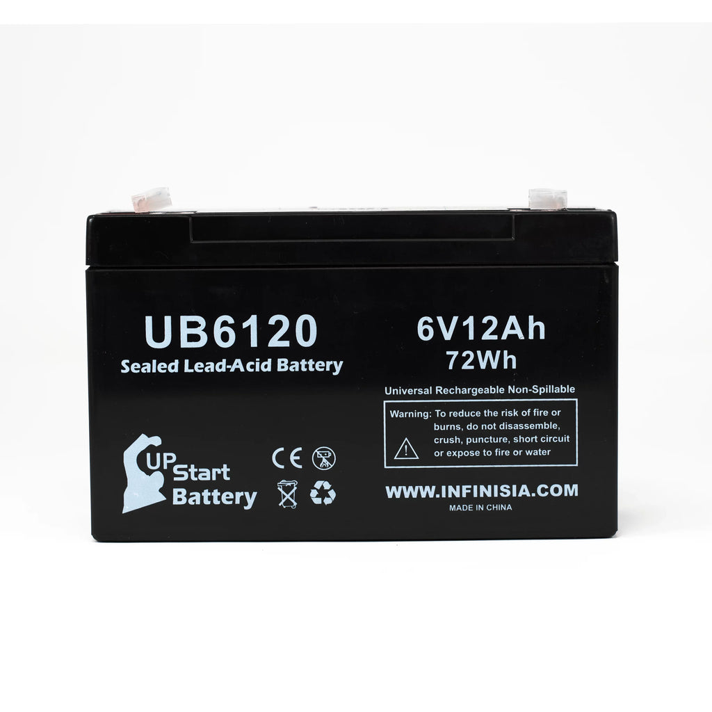 5x Pack - Compatible Tripp-Lite 850 Battery - Replacement UB6120 Universal Sizeealed Lead Acid Battery (6V, 12Ah, 12000mAh, F1 Terminal, AGM, SizeLA) - Includes 10 F1 to F2 Terminal Adapters