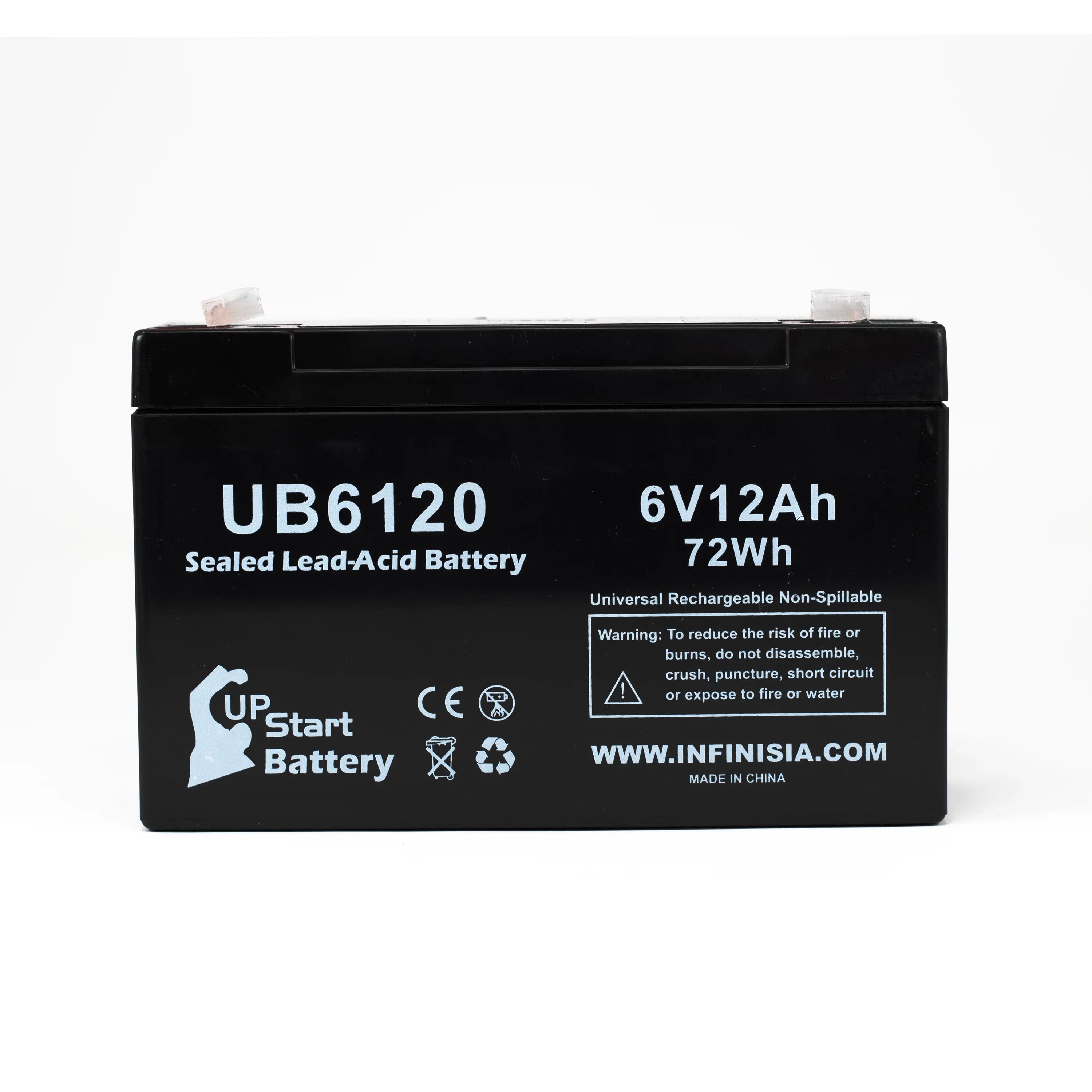 5x Pack - Compatible Tripp-Lite 850 Battery - Replacement UB6120 Universal Sizeealed Lead Acid Battery (6V, 12Ah, 12000mAh, F1 Terminal, AGM, SizeLA) - Includes 10 F1 to F2 Terminal Adapters