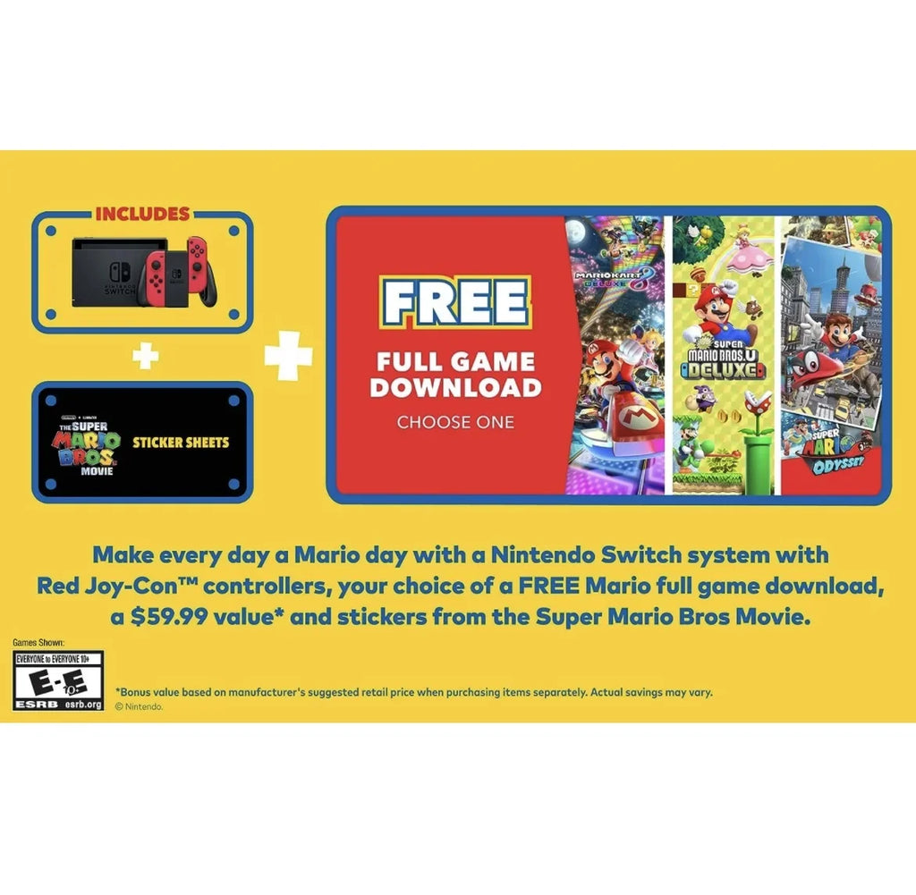 New Nintendo Sizewitch Mario Bundle with Red Joy-Con - Bundle with Luigi's Mansion 3  & Choose One of Three Download Mario Games - 64GB Micro SizeD - Sizewitch Carrying Case