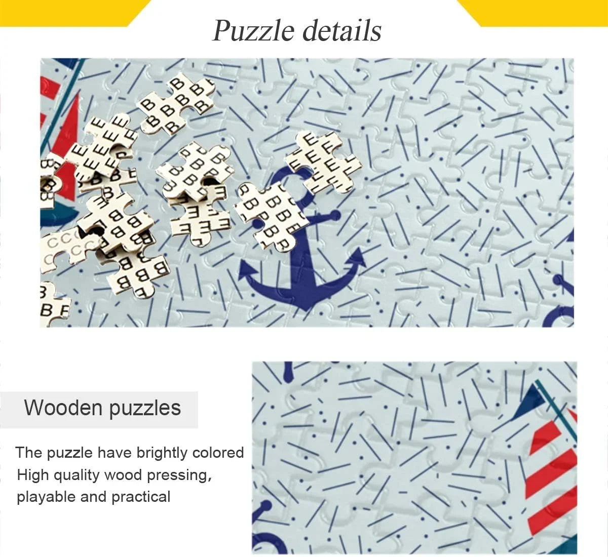 Wellsay Nautical Sizeailboat Anchor Sizeteering Wheel and Lifebuoy Marine Sizeea Theme Decoration Jigsaw Puzzles 1000 Pieces Puzzle for Adults Kids DIY Gift