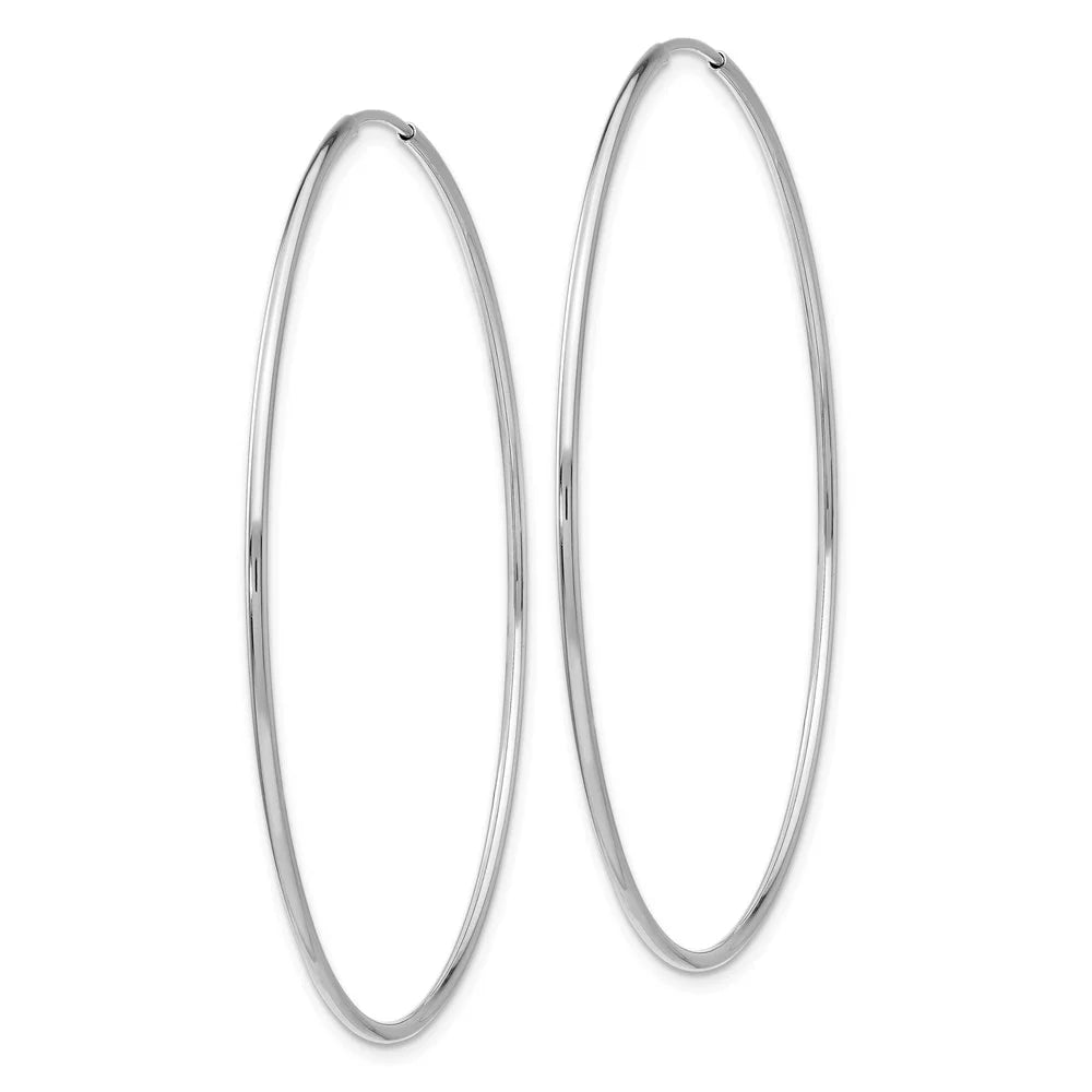 Real 14kt Ivory Gold Polished Endless Tube Hoop Earrings; for Adults and Teens; for Women and Men
