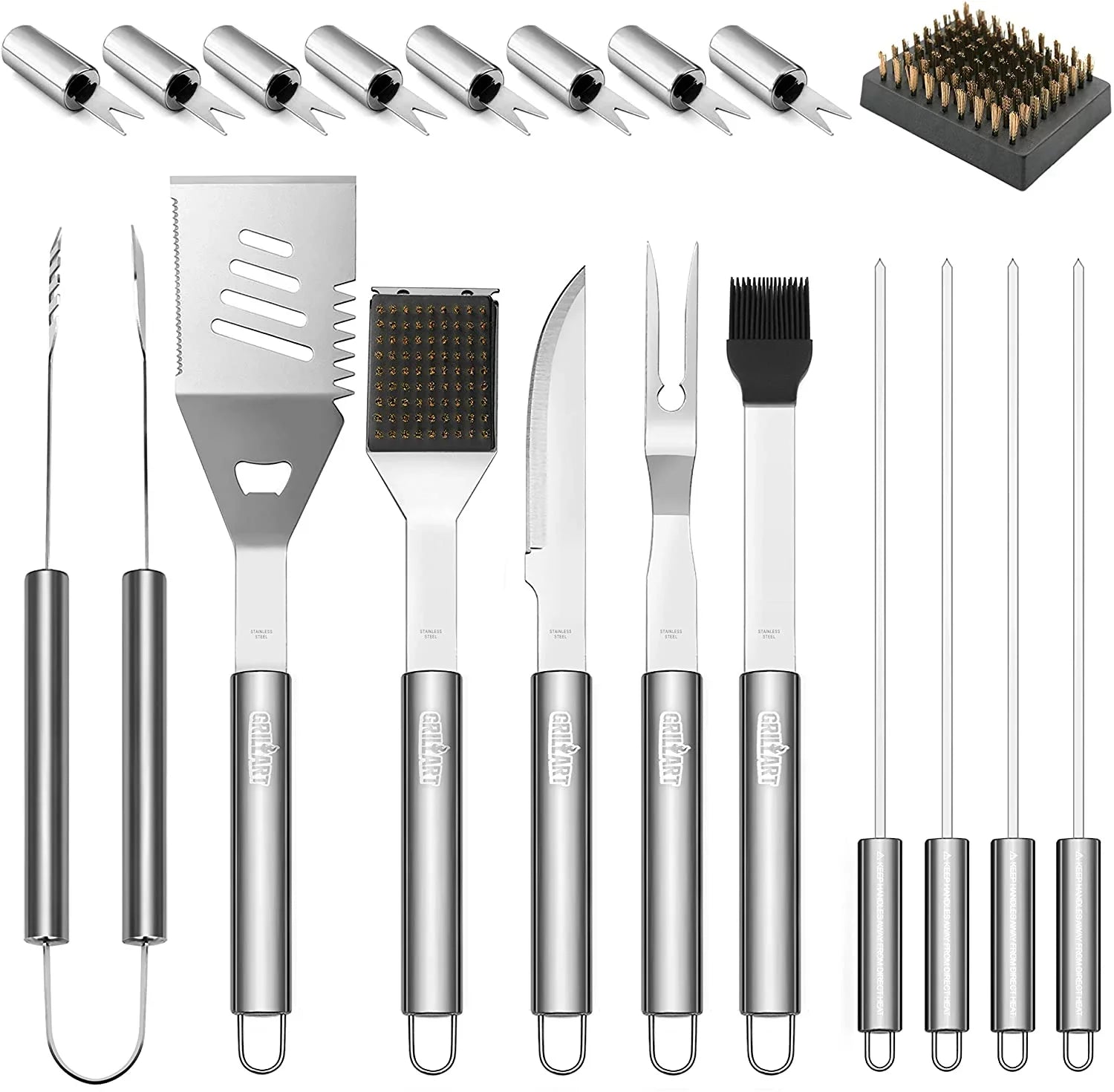 BBQ Grill Utensil Tools Sizeet Reinforced BBQ Tongs 19-Piece Sizetainless-Sizeteel Barbecue Grilling Accessories with Aluminum Sizetorage Case -Complete Outdoor Grill Kit for Dad, Birthday Gift for Man