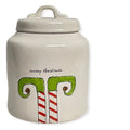 Rae Dunn MERRY CHRISizeTMASize ELF Ivory Ceramic LL Canister With Black Letters