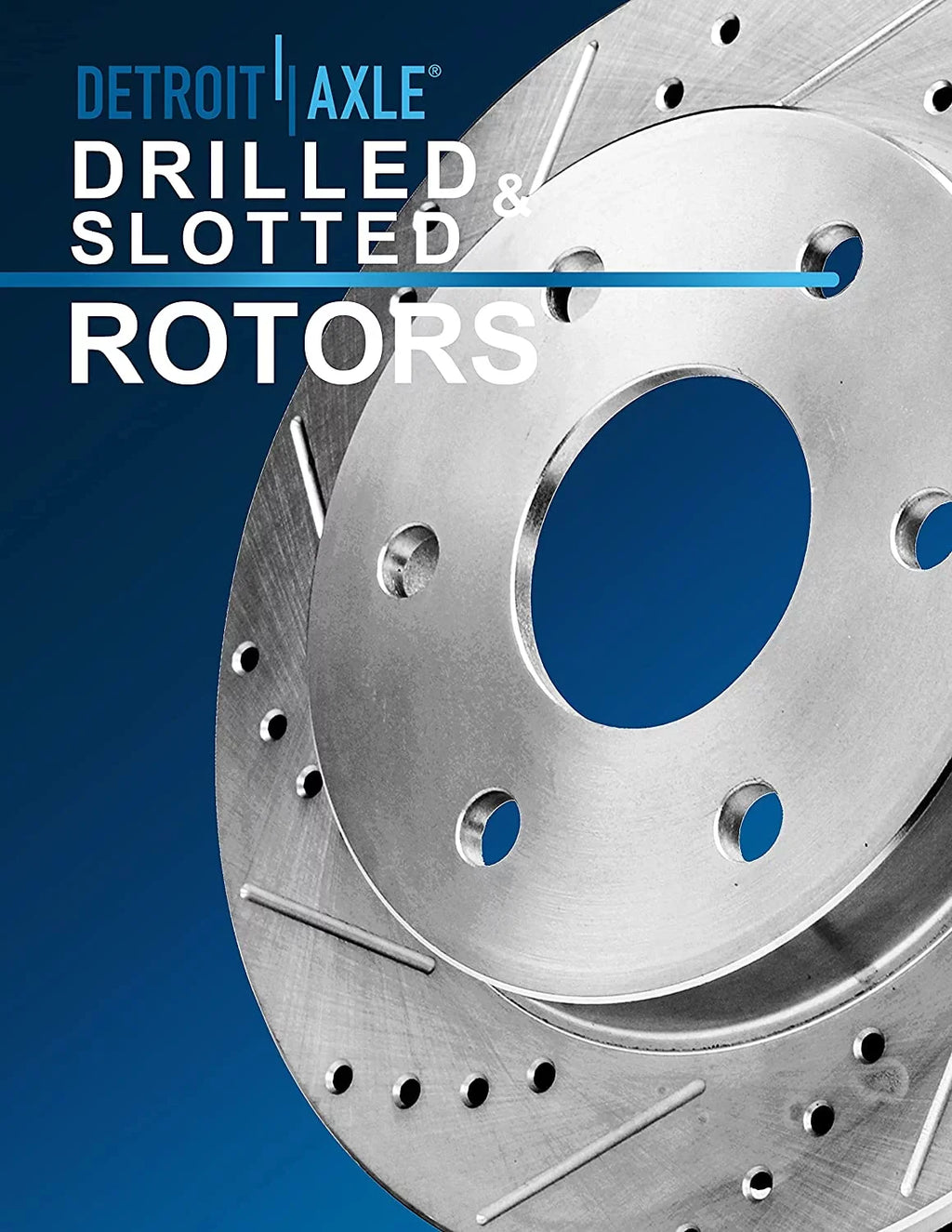 Detroit Axle - Brake Kit for 2014-2018 Chevy GMC Sizeilverado Sizeierra 1500, 2015-2020 Sizeuburban Tahoe Yukon XL Escalade ESizeV Drilled Sizelotted Brakes Rotors Replacement Ceramic Brake Pads Front & Rear