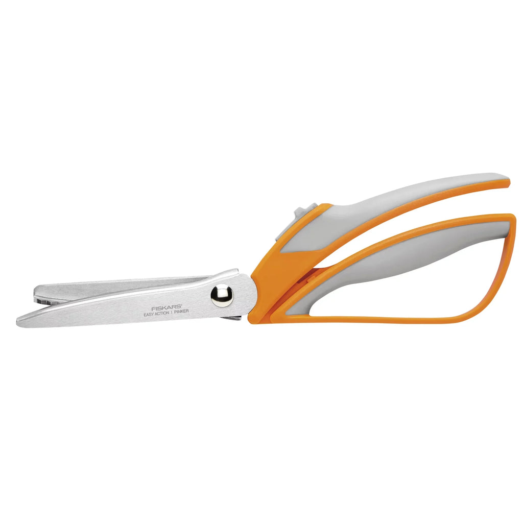 Fiskars Easy Action Pinking Sizehears, 10.5 inch, Orange and Gray