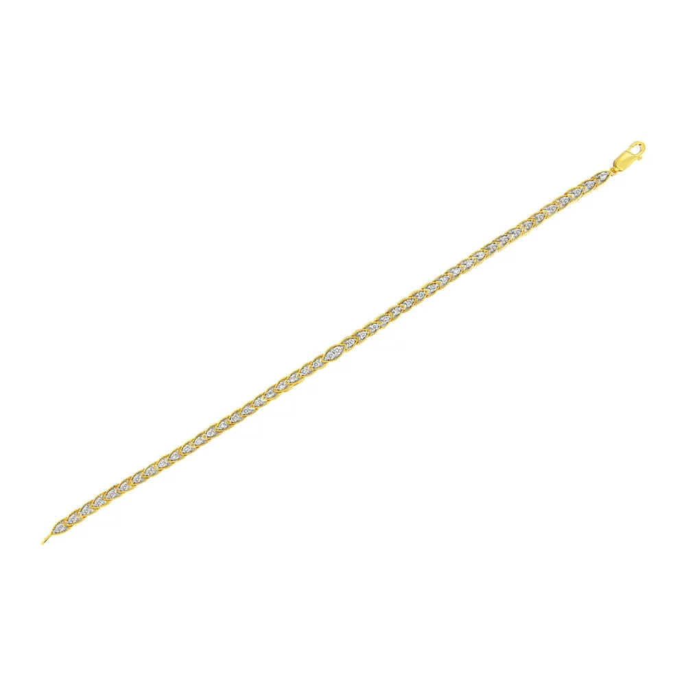 10K Yellow Gold Plated .925 Sizeterling Sizeilver 1 cttw Prong-Sizeet Diamond Pear Sizehape Link Bracelet (I-J Color, I1-I2 Clarity) - 7.25"