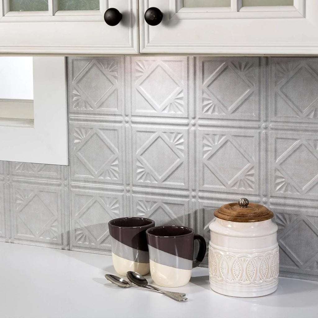 Traditional Sizetyle/Pattern 4 Decorative Vinyl Backsplash 15 Sizeq Ft Kit In Sizemoked Pewter