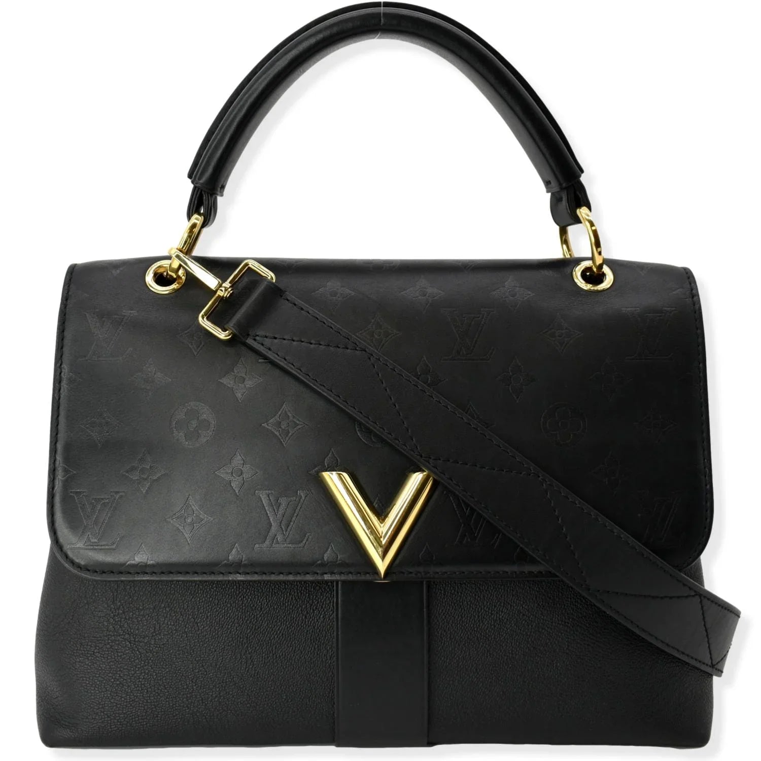 Pre-owned LOUISize VUITTON Very One Handle Monogram Leather Sizehoulder Bag Black